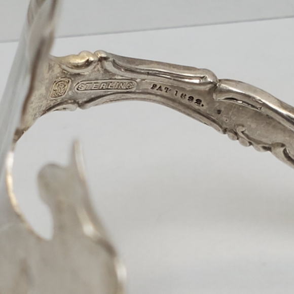 HANDMADE FOLK ART STERLING SILVER SPOON CUFF BRACELET. VINTAGE 1970'S - Picture 6 of 6